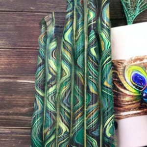 marbled taper candle peacock swirl elegant iridescent dip-dyed candlestick handpainted home designer decor gift wedding party centerpiece