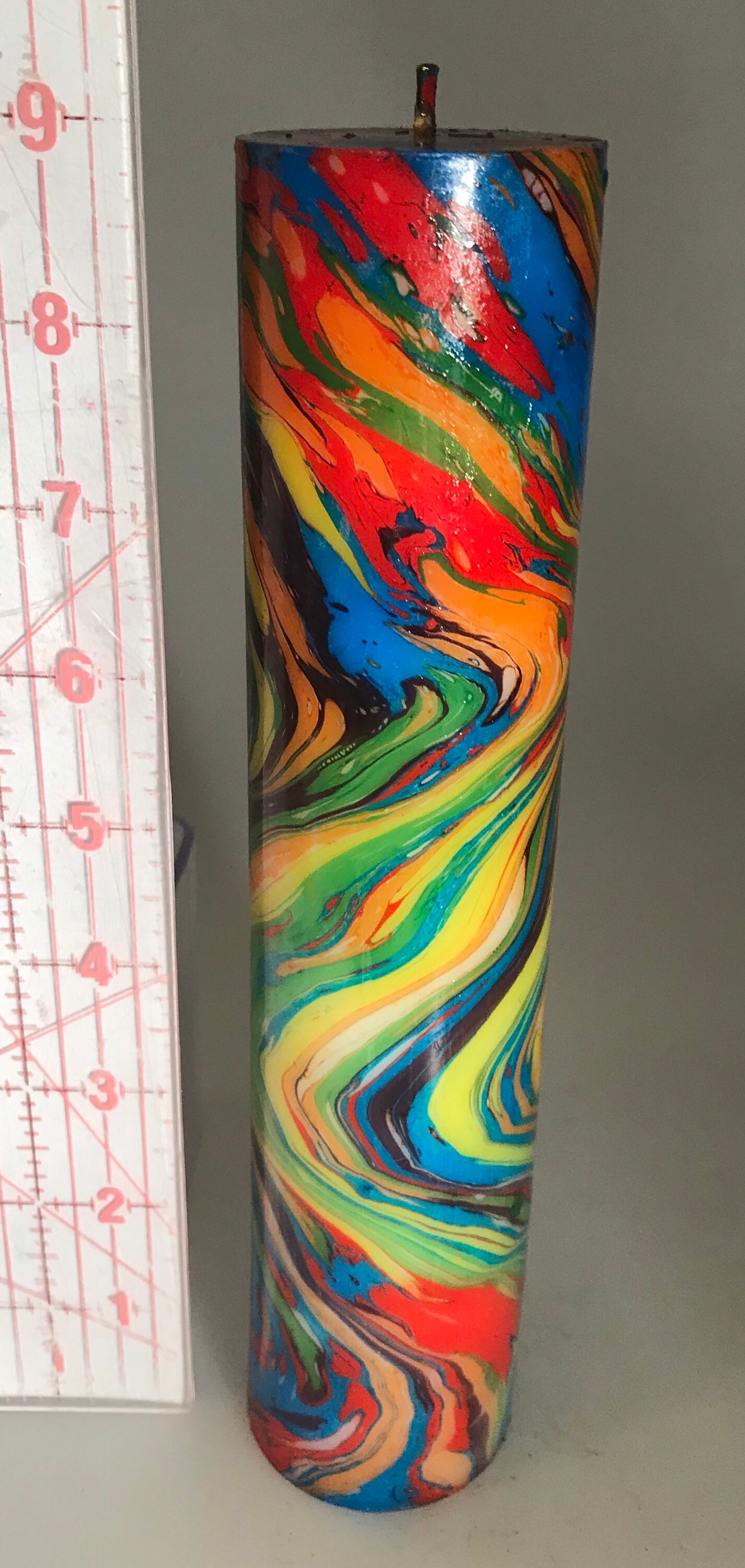 Pillar Candle Rainbow Color Scheme Marbled Candle Ritual - Etsy UK