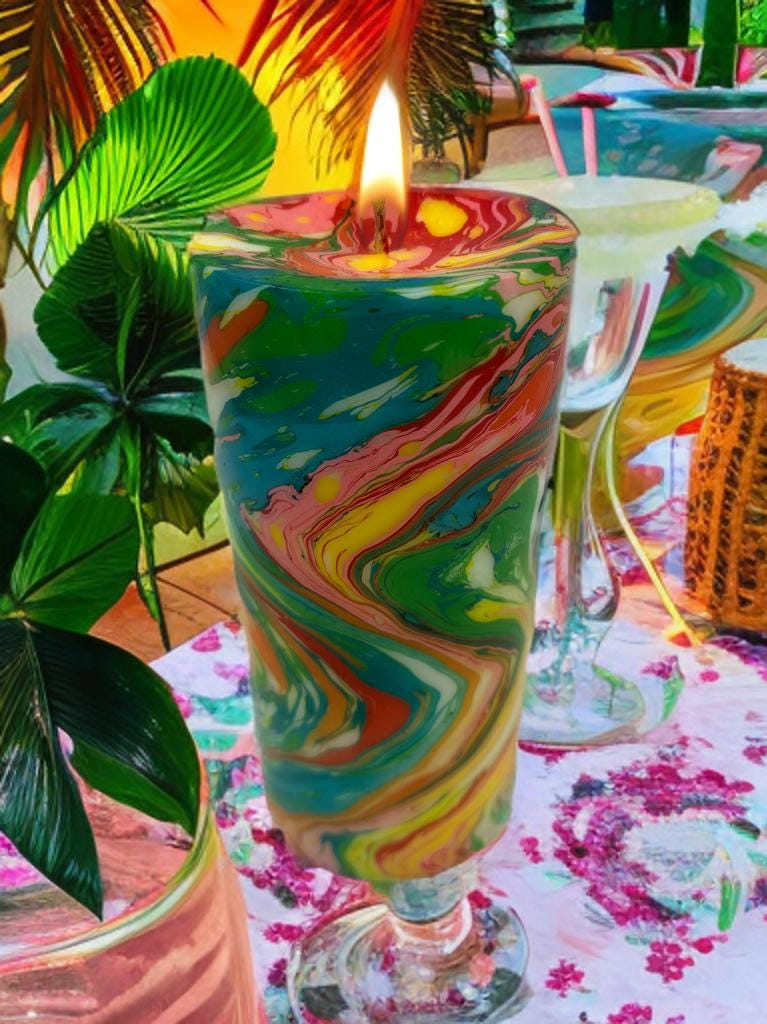 Marbled Pillar Candle