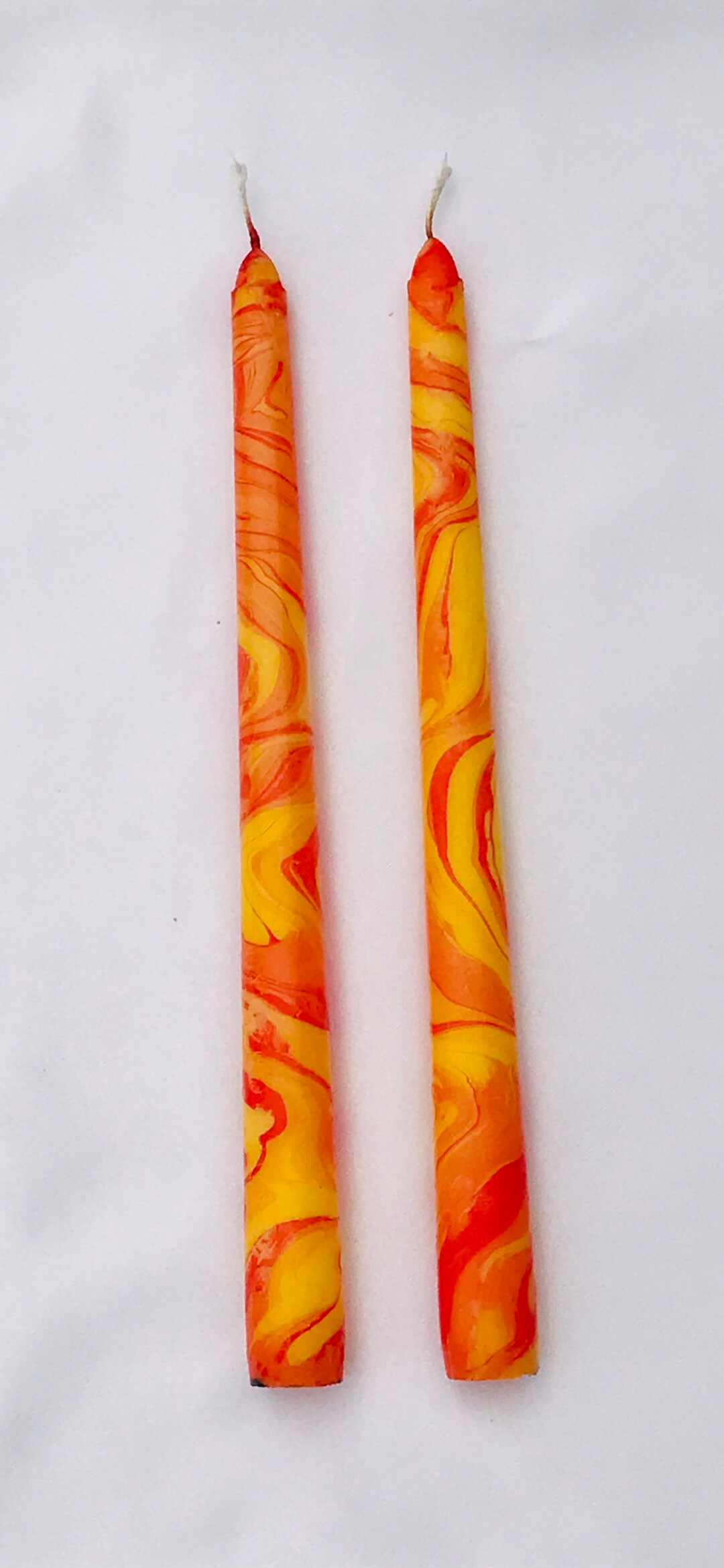 Marbled Candles, Sunshine Color Scheme, 10, 12, 14 Taper Candles, Hand
