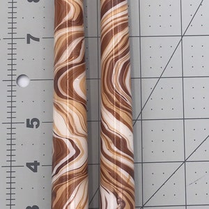 marbled candles, Coffee and cream color scheme, 10, 12, 14 taper candles, hand-painted candle, tie-dye candle, marbleized candle, image 4