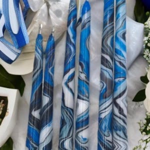 marbled taper candle blue ambiance dip-dyed candlestick handdyed home decor gift wedding party centerpiece decorative soothing candlelight