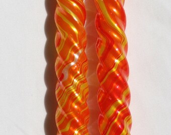 marbled candles, sunshine color scheme, 12” twist candles, custom made, hand-painted candle, tie-dye candle, marbleized, decorative candle