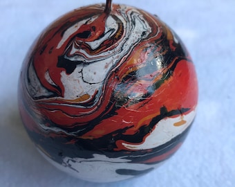 Marbled candle, Halloween color scheme, sphere candle, dyed candle, tie-dye candle, round candle, ball candle, orb candle,