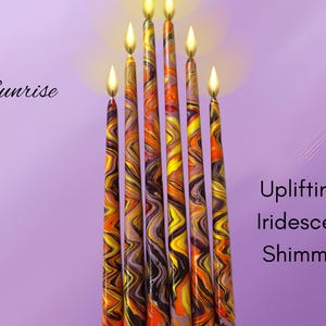 marbled taper candle sunrise elegant iridescent candlestick handpainted  home designer decoration gift wedding holiday party centerpiece