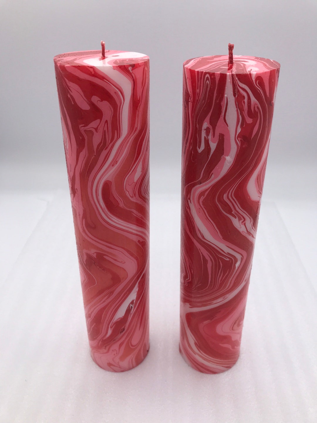 Pillar Candle, Valentines Color Scheme, Marbled Candle, Ritual Candle