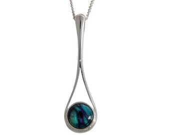 Heathergems Braon Long Silver Plated Pendant | Braon Long Necklace | Handcrafted Jewellery | Made in Scotland | Unique Colourful Jewellery |