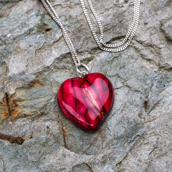 Heathergems Small Heart Sterling Silver Pendant | Handcrafted Jewellery | Made in Scotland | Unique Colourful Jewellery | Letterbox Gift