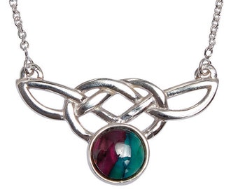 Heathergems Celtic Sterling Silver Pendant | Celtic Necklace | Handcrafted Jewellery | Made in Scotland | Unique Colourful Jewellery |