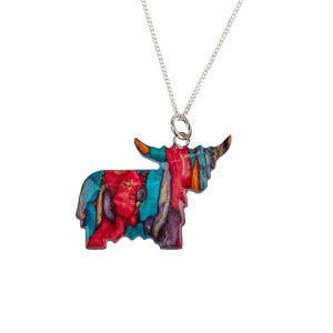 Heathergems Highland Coo Sterling Silver Pendant | Highland Cow | Handcrafted Jewellery | Made In Scotland image 1
