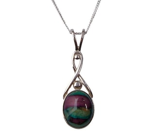 Handcrafted Heathergems Sterling Silver Pendant | Scottish Oval Necklace