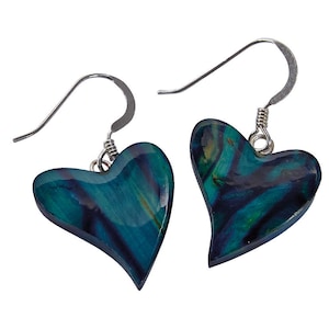 Heathergems Quirky Heart Sterling Silver Drop Earrings | Heart Earrings | Handcrafted Jewellery | Made in Scotland | Unique Colourful |