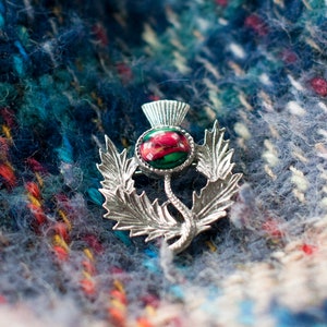 Heathergems Thistle Brooch | Traditional Thistle Brooch Handcrafted Scottish Brooch | Pewter Brooch | Made in Scotland | Thistle Pin