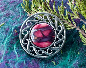 Heathergems Celtic Brooch | Scottish Pewter Swirl Brooch