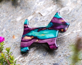 Broszka Heathergems Scottie Dog | Ręcznie robiona szkocka broszka | Wyprodukowano w Szkocji
