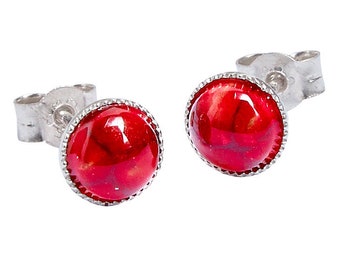 Scottish Heathergems Sterling Silver Stud Earrings | Milled Edge