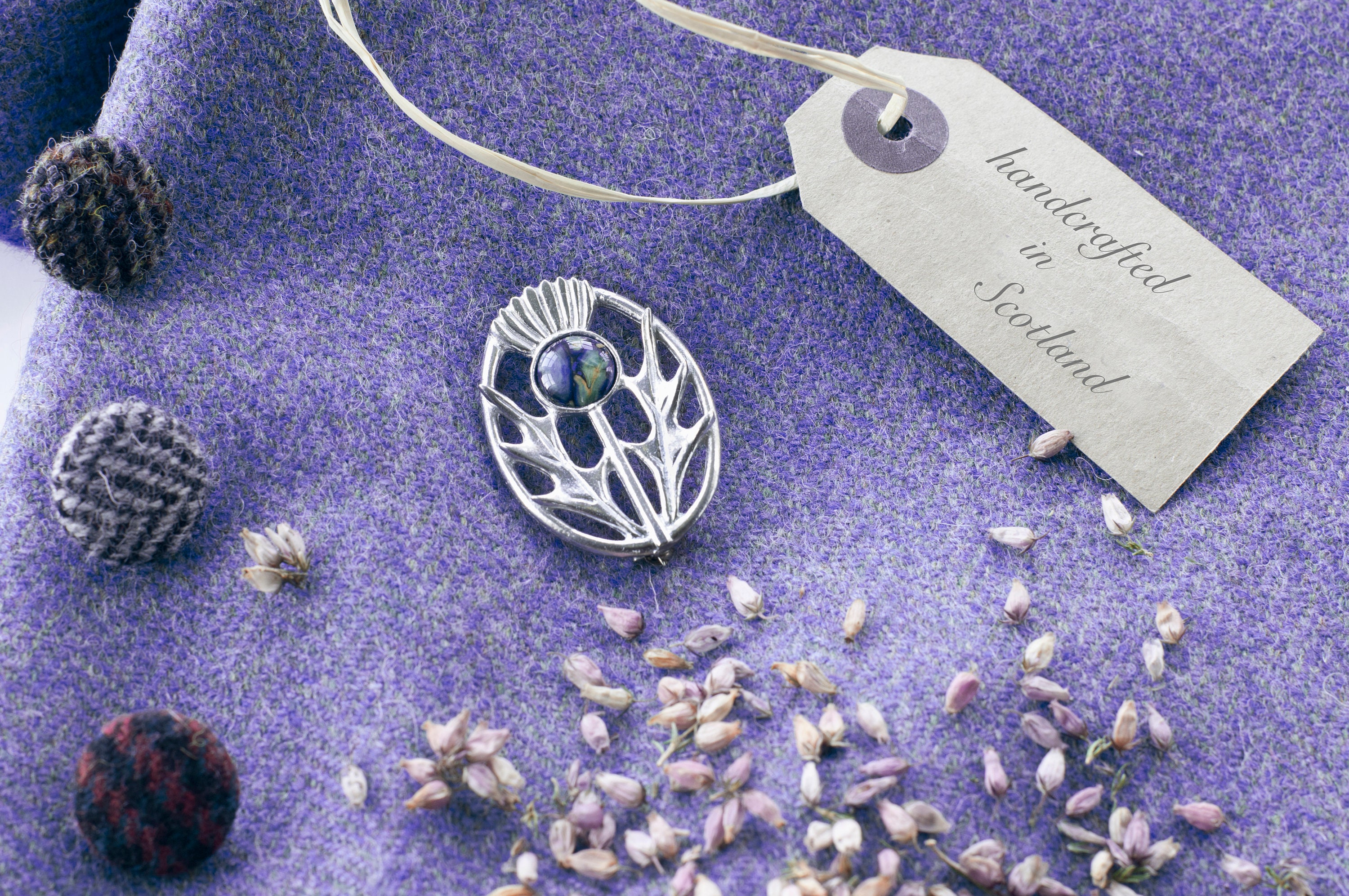 Heathergems Modern Thistle Brooch | Oval Thistle Brooch | Handcrafted Scottish Brooch | Pewter Brooch | Made in Scotland |