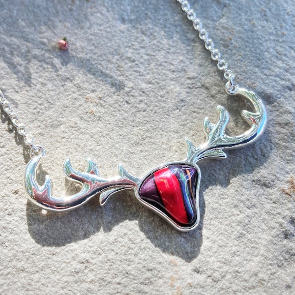 Heathergems Antler Necklace | Silver Plated Stag Pendant, Made In Scotland