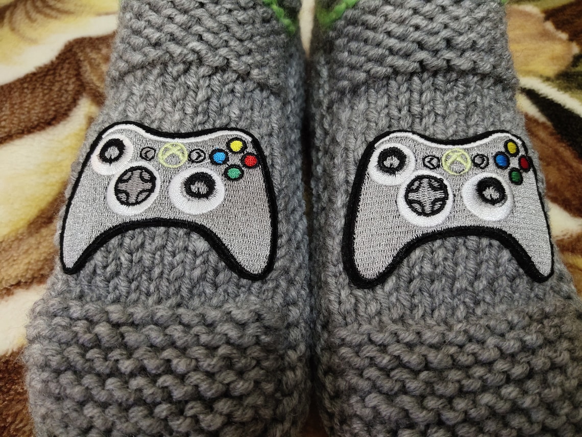 Hand Knitted XBOX Videogame Gamepad Warm Slippers Socks with Etsy