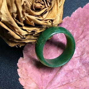 Canadian Natural Nephrite Jade Ring Gemstone Ring Size 11 #413
