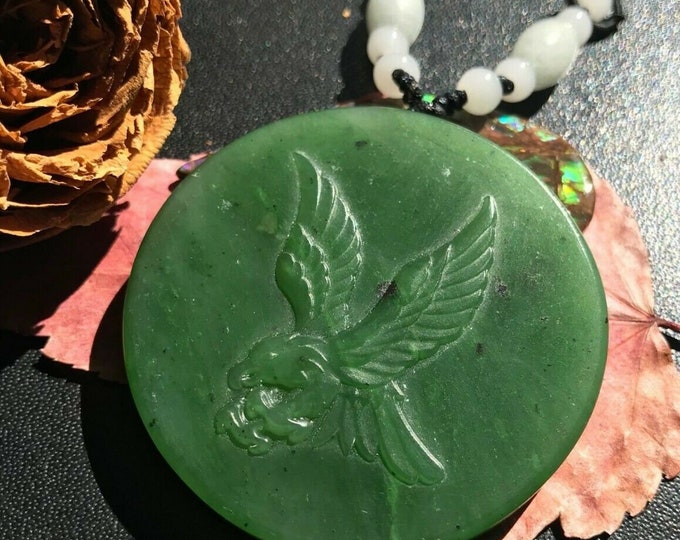 100% Canadian Natural Nephrite Jade pendent Eagle 51*9 mm #515