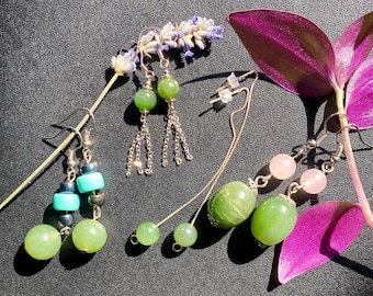 Canadian Nephrite Jade Earrings, Natural Green Jade