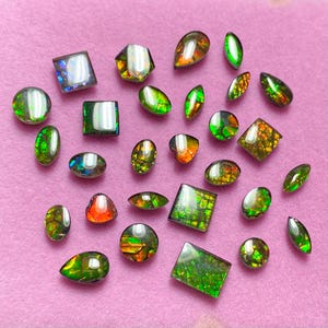 Canadian Ammolite Triplet Pair, DIY Jewelry Making Beads