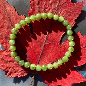 Canadian Nephrite Natural Jade Bead Bracelet 6 mm Jade Beads #289-10