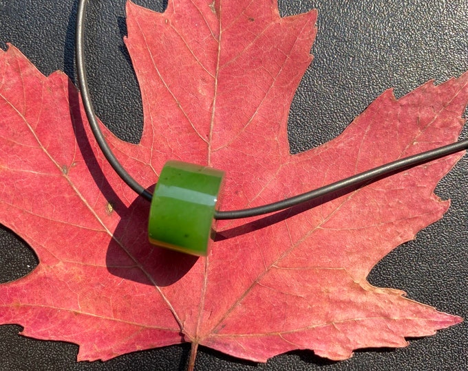 As Is. Jade Pendent Necklace Natural Canadian Nephrite Green Jade 15X10 mm #1107-6