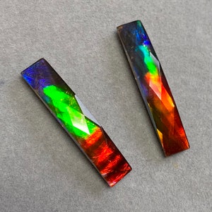 Canadian Ammolite Triplet 26X5 mm Pair for Earrings #2365-7