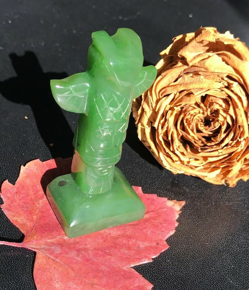 Canadian Nephrite Jade Totem Pole Figurine 100 Natural Jade Etsy