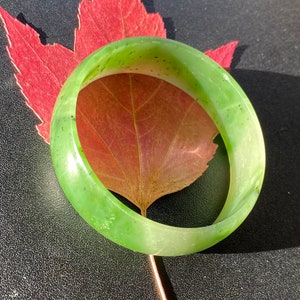 AS IS Canadian Nephrite Natural Jade Bangle Bracelet Size 56 mm Wide 17 mm #262