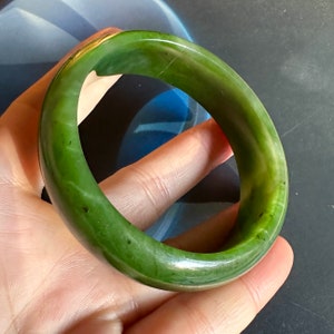 Authentic Canadian Nephrite Natural Green Jade Bangle Bracelet Size 62 mm Wide 18.5 mm #292-2