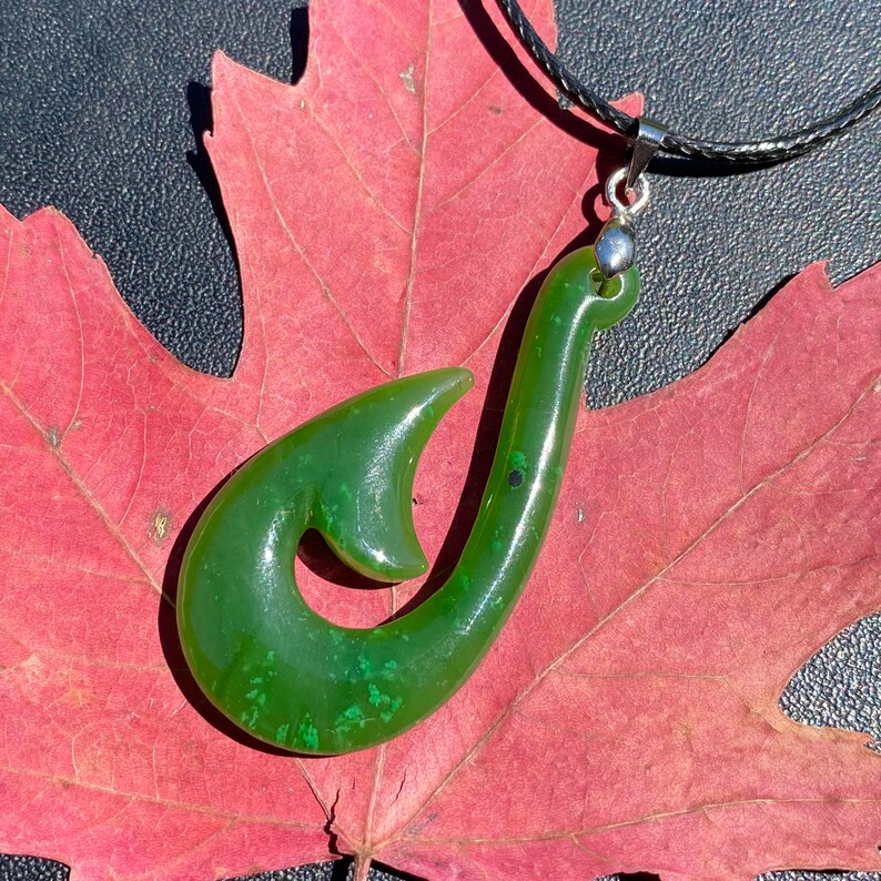 Jade Fish Hook Pendent Necklace Natural Canadian Nephrite Etsy Canada