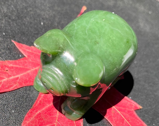 Canadian Nephrite Jade Pig Figurine Pig Chinese Zodiac Natural Jade 52*35*30 mm #1128