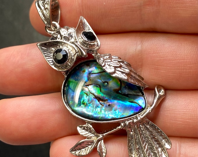 CLEARANCE: Owl Paua Abalone Shell Pendant 55*35 mm #1063