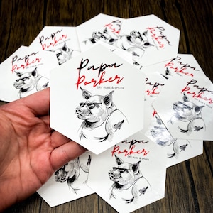 3” Papa Porker Dry Rub & Spices BBQ Sticker, Bbq Sticker, Bbq decal, Vinyl Sticker