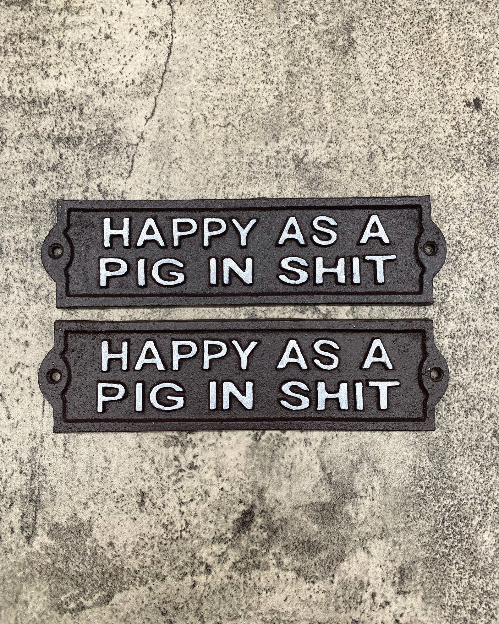 Happy as a Pig in Shit Cast Iron Sign Home Decor Pig Decor Etsy
