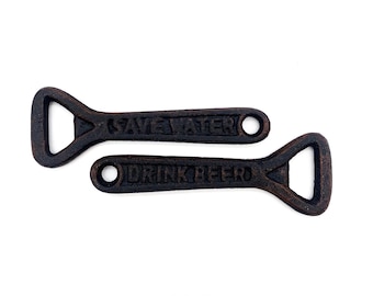Spara vatten, drick öl, gjutjärnsflasköppnare, vintage-stil, bardekor, flasköppnare, pubdekor, man cave, ölflasköppnare