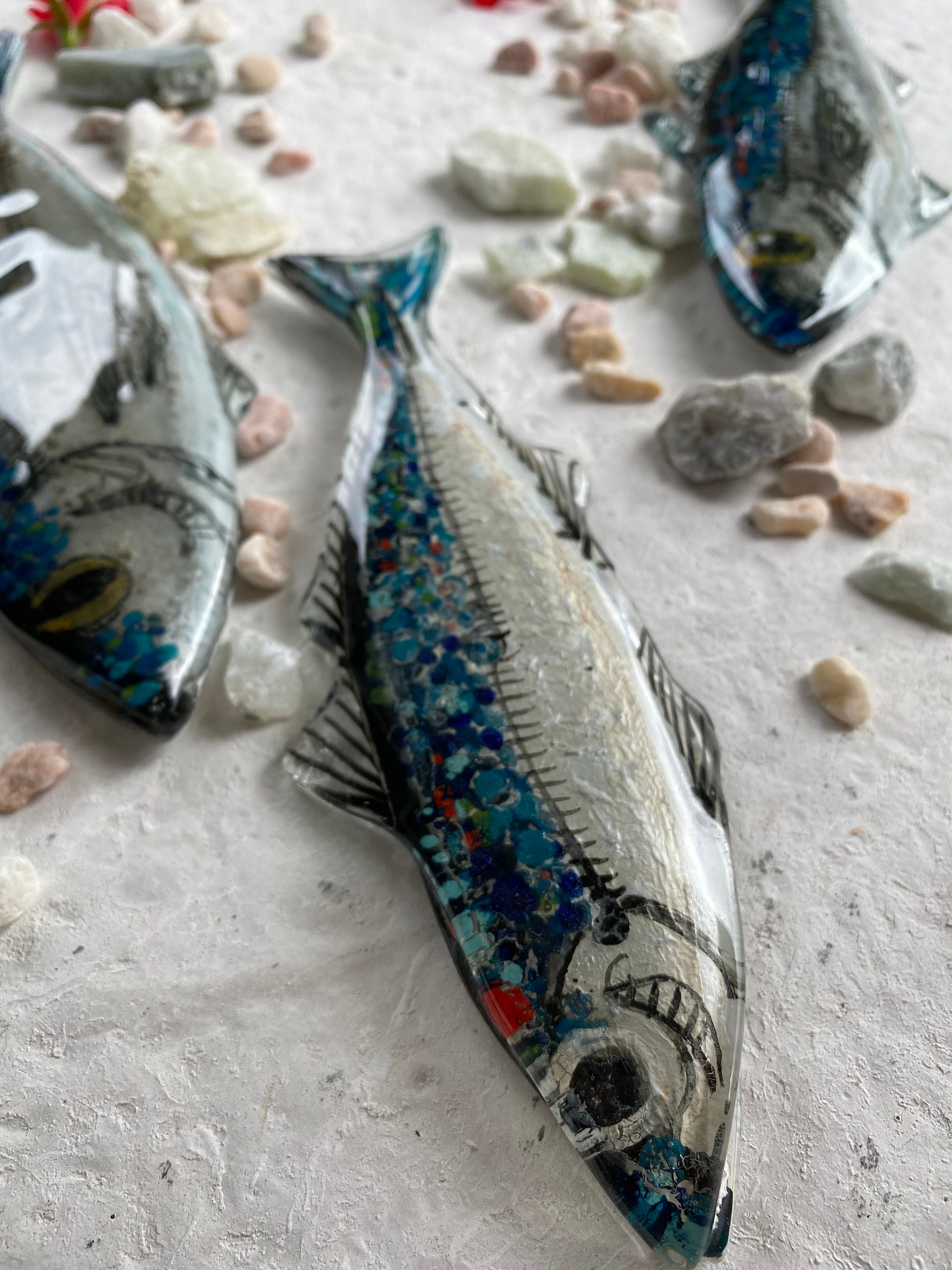 Glass fish ocean wall art unique gift wall hanging hand Etsy
