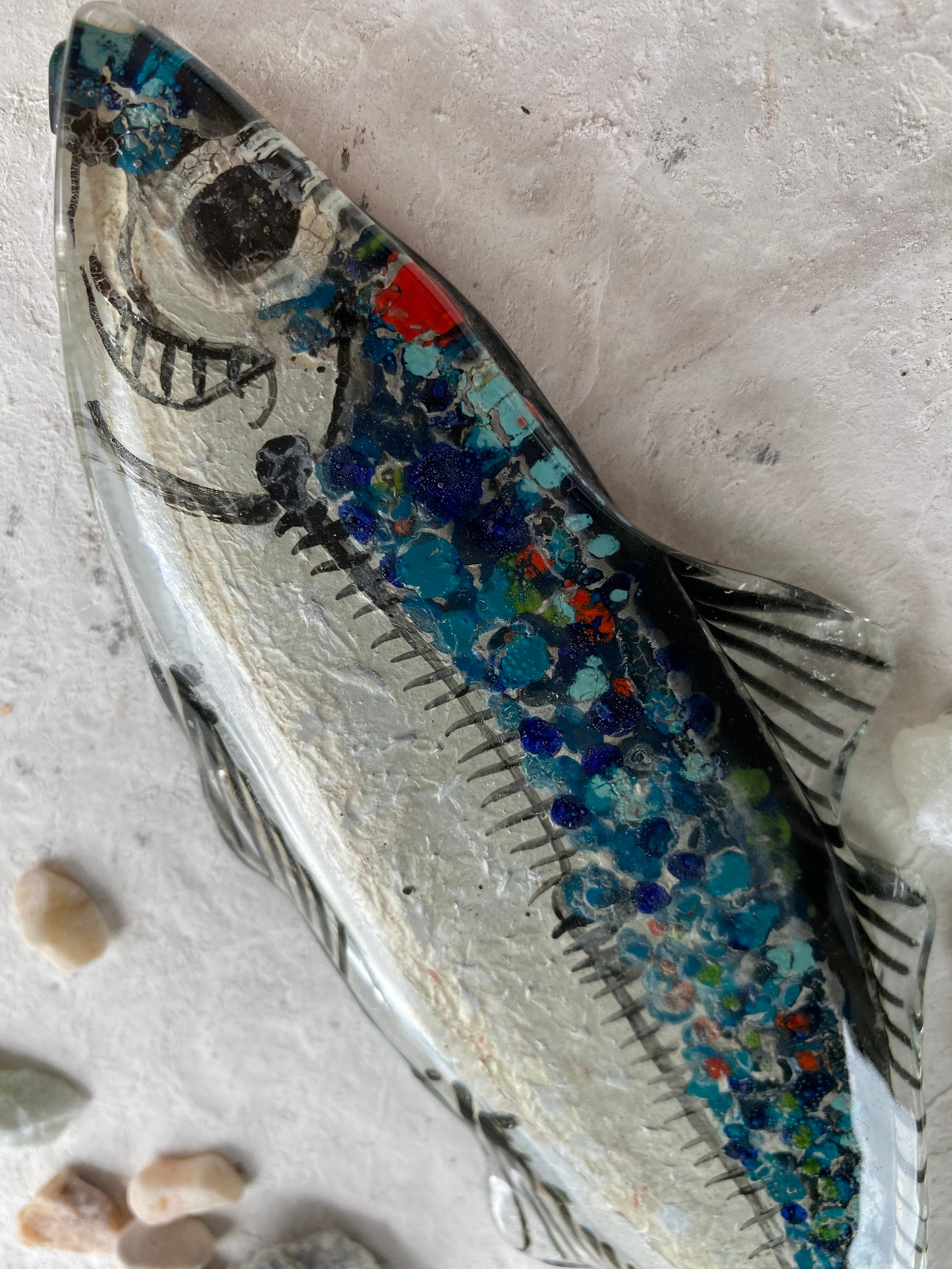 Glass fish ocean wall art unique gift wall hanging hand Etsy