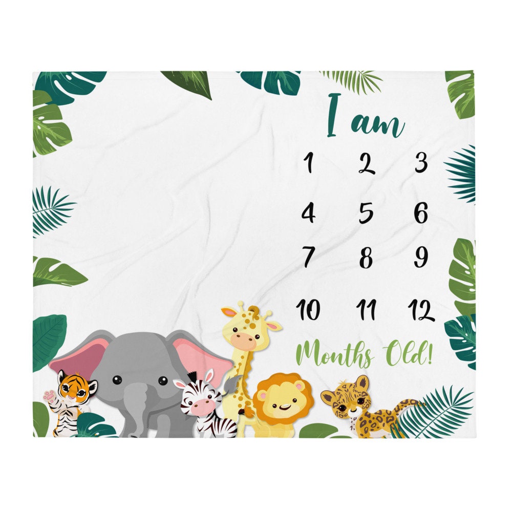 Baby Milestone Blanket Jungle Safari Animals Milestone - Etsy UK