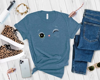 Cat Funny T-Shirt - Kitty Cat Face T Shirt