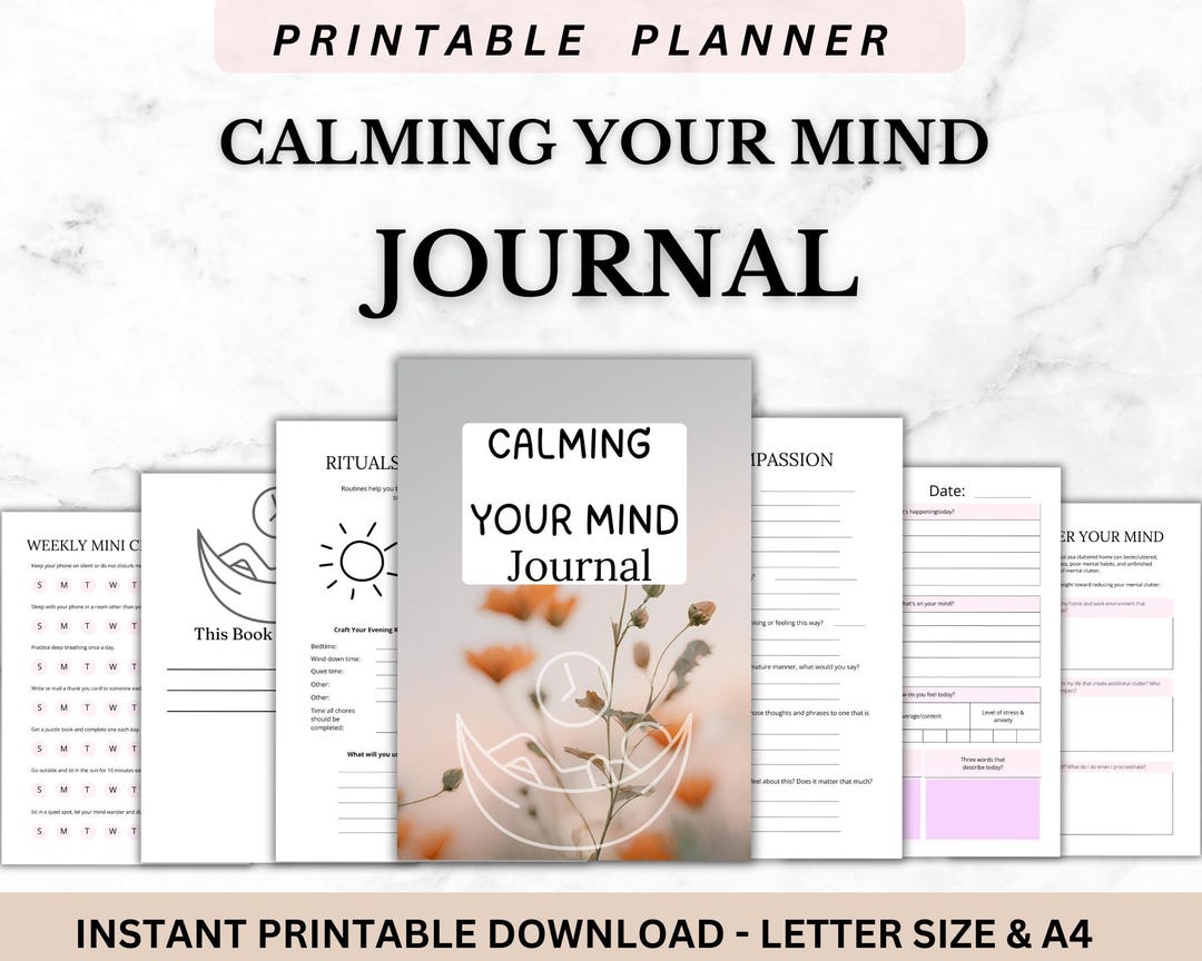 Mindfulness Journal Printable, Self Care Journal, Calm Your Mind Guided ...