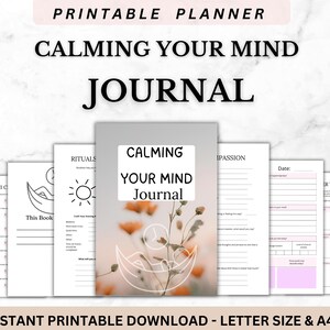 Mindfulness Journal Printable, Self Care Journal, Calm Your Mind Guided Journal, Gratitude Journal, Anxiety Relief Journal, Wellness Planner