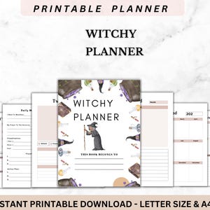 Witchy Planner Printable: Moon Phases, Tarot, Spell Tracker (42-Page Digital Download)