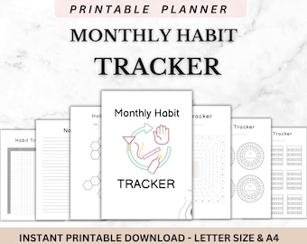 Seguimiento de hábitos mensual imprimible: Reto de 30 días (descarga digital)