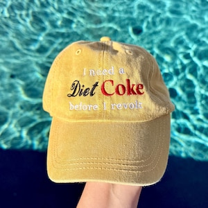 Diet Coke Revolt Embroidered Hat: Funny Dad Cap - Vintage Baseball Cap - Viral Meme Phrase - Unstructured Cotton Hat - Protest