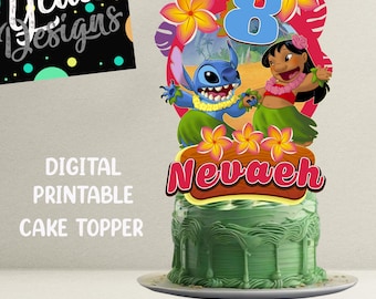 Lilo & Stitch-taarttopper – gepersonaliseerd feeststuk (digitaal afdrukbaar)
