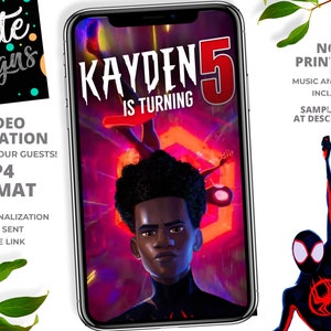Spiderman Spiderverse Birthday Invitation, Animated Invitation, Boy Birthday Invitation
